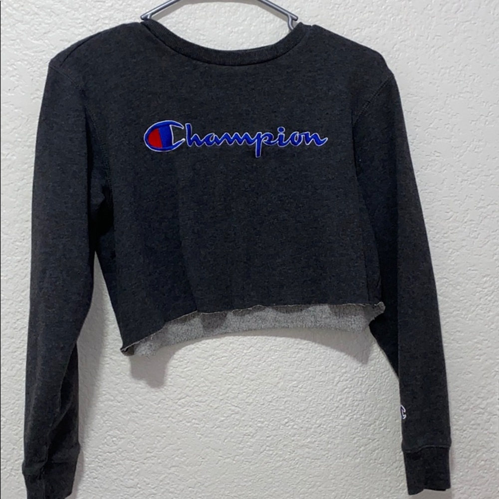 cropped dark heather gray champion sweater